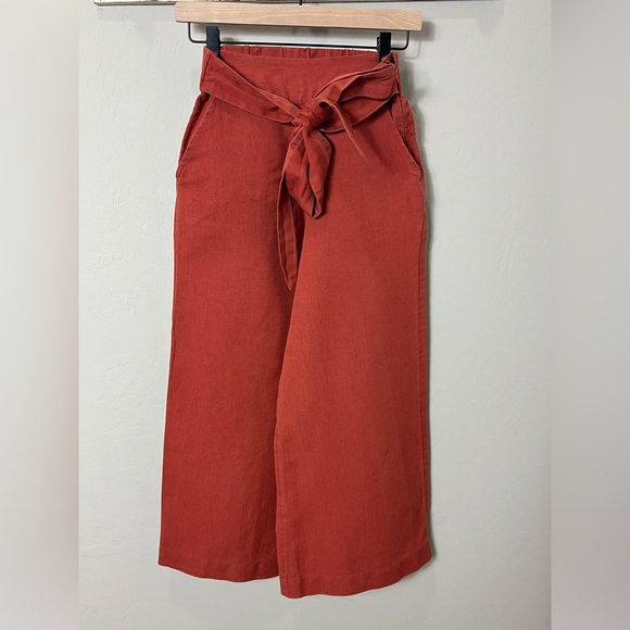 Urban Outfitters Pants - Urban Outfitters Crop Pants Madison Tie Belt Trousers Cropped Rust Wide Leg Fall